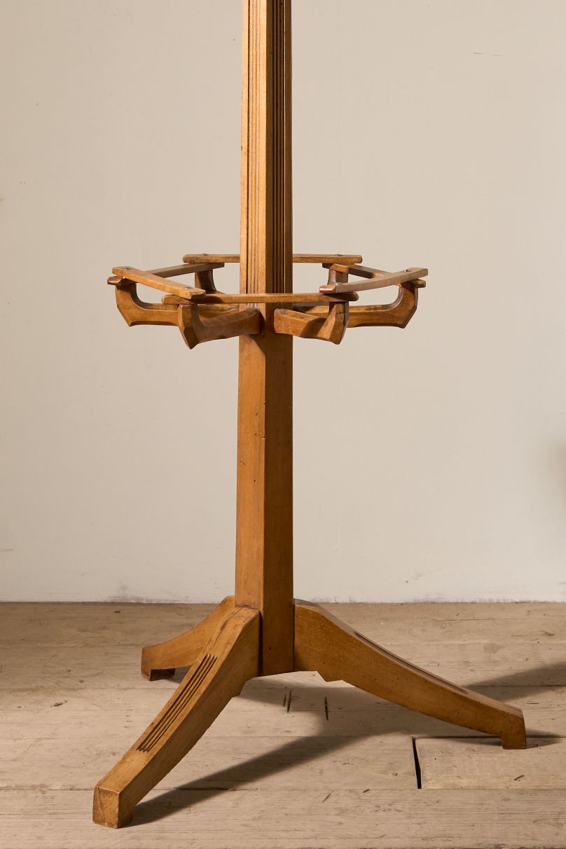 High quality Art Deco period solid oak coat stand - TallBoy Interiors