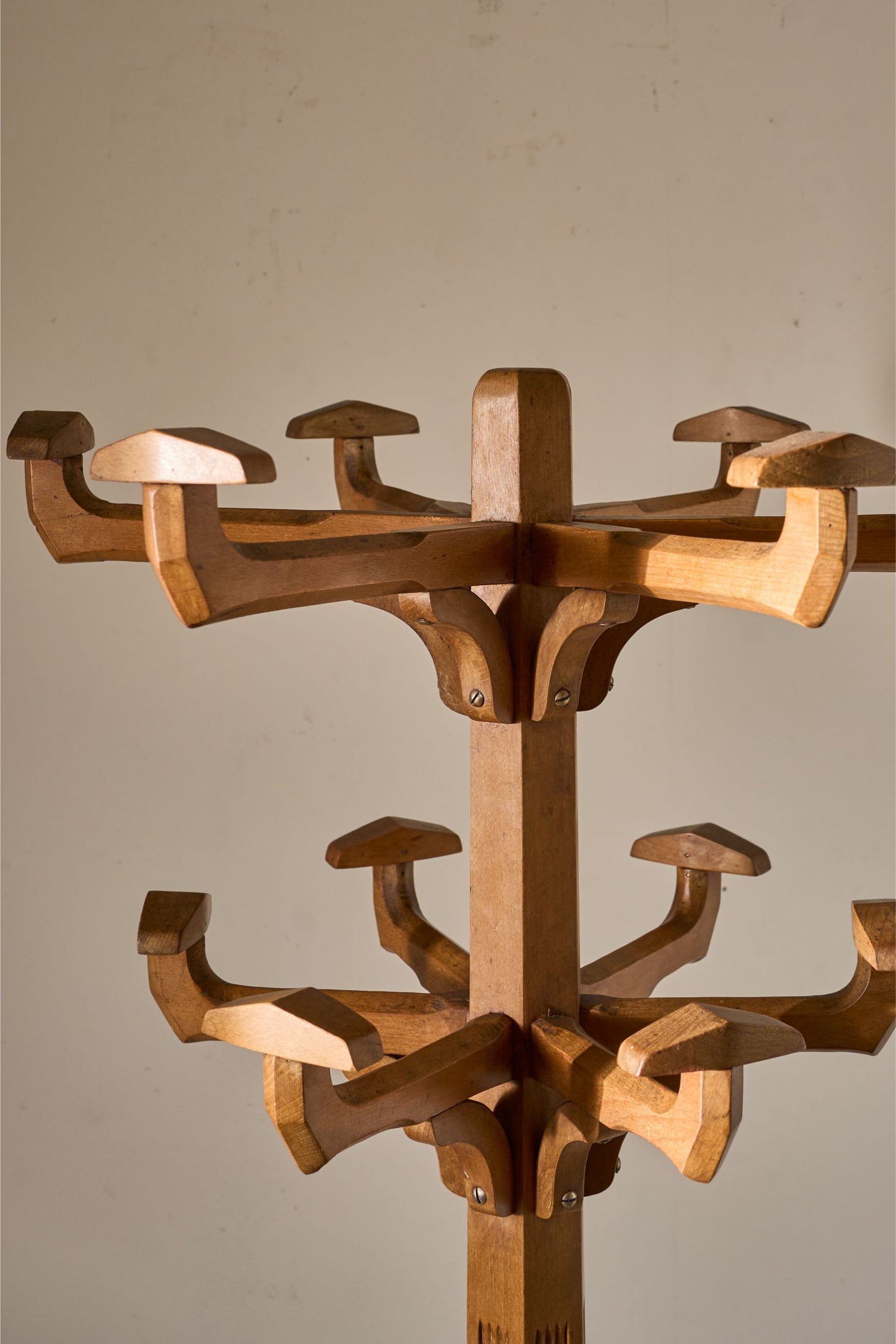 High quality Art Deco period solid oak coat stand - TallBoy Interiors