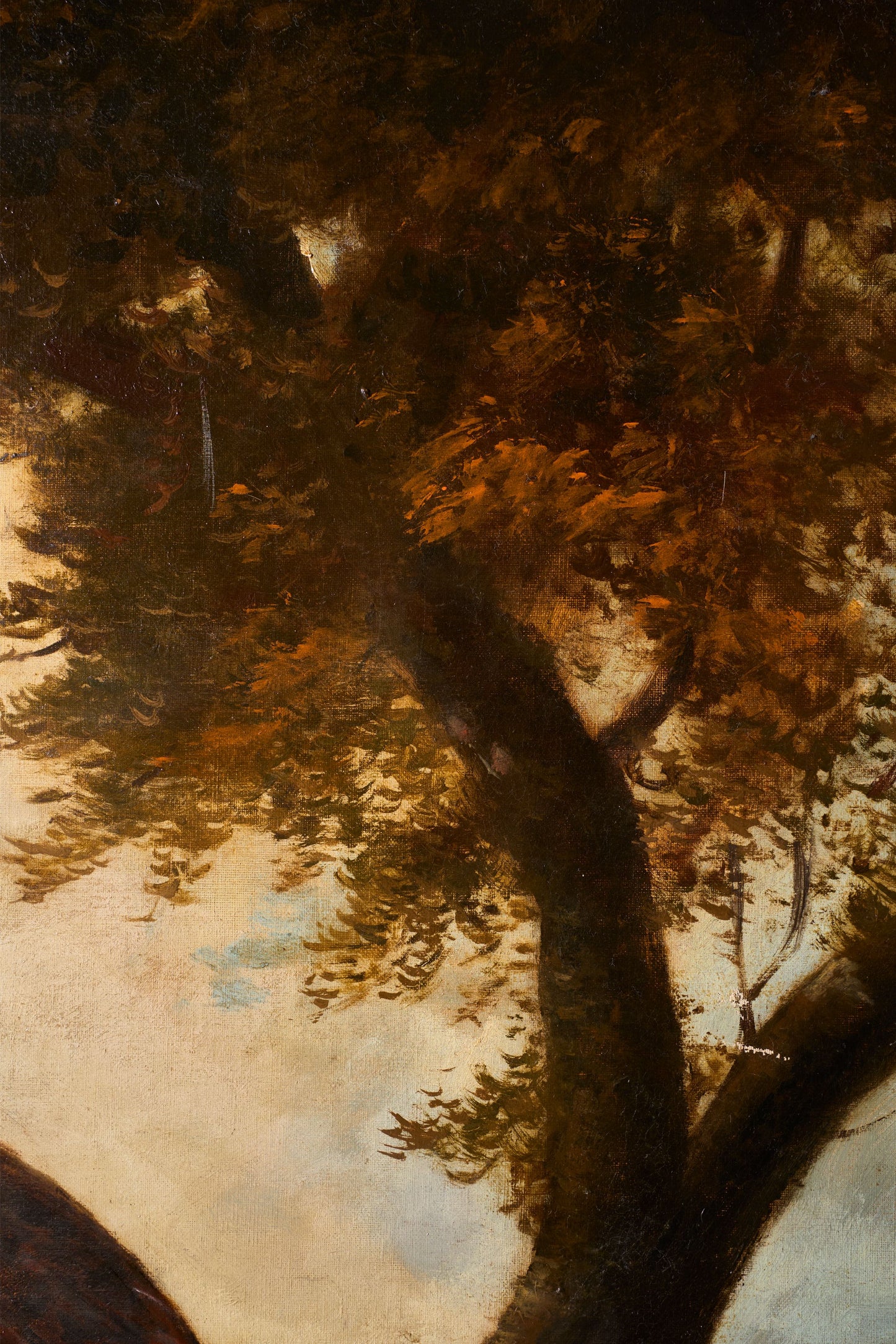 19th Century Very large oval oil on canvas painting of birds - TallBoy Interiors