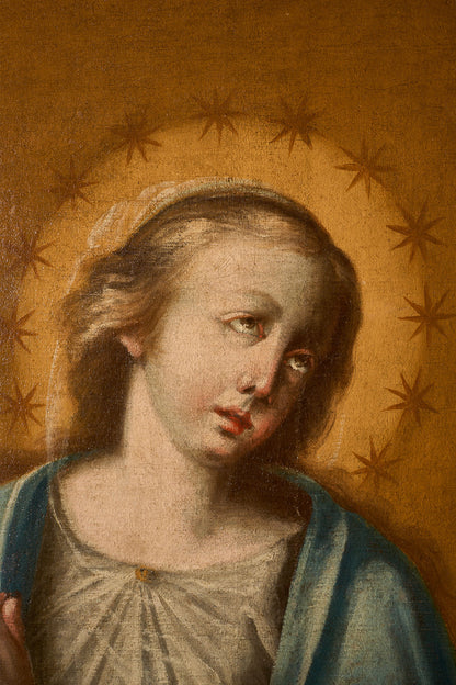 Very large 17th Century oil on canvas painting of the 'Immaculate conception' - TallBoy Interiors