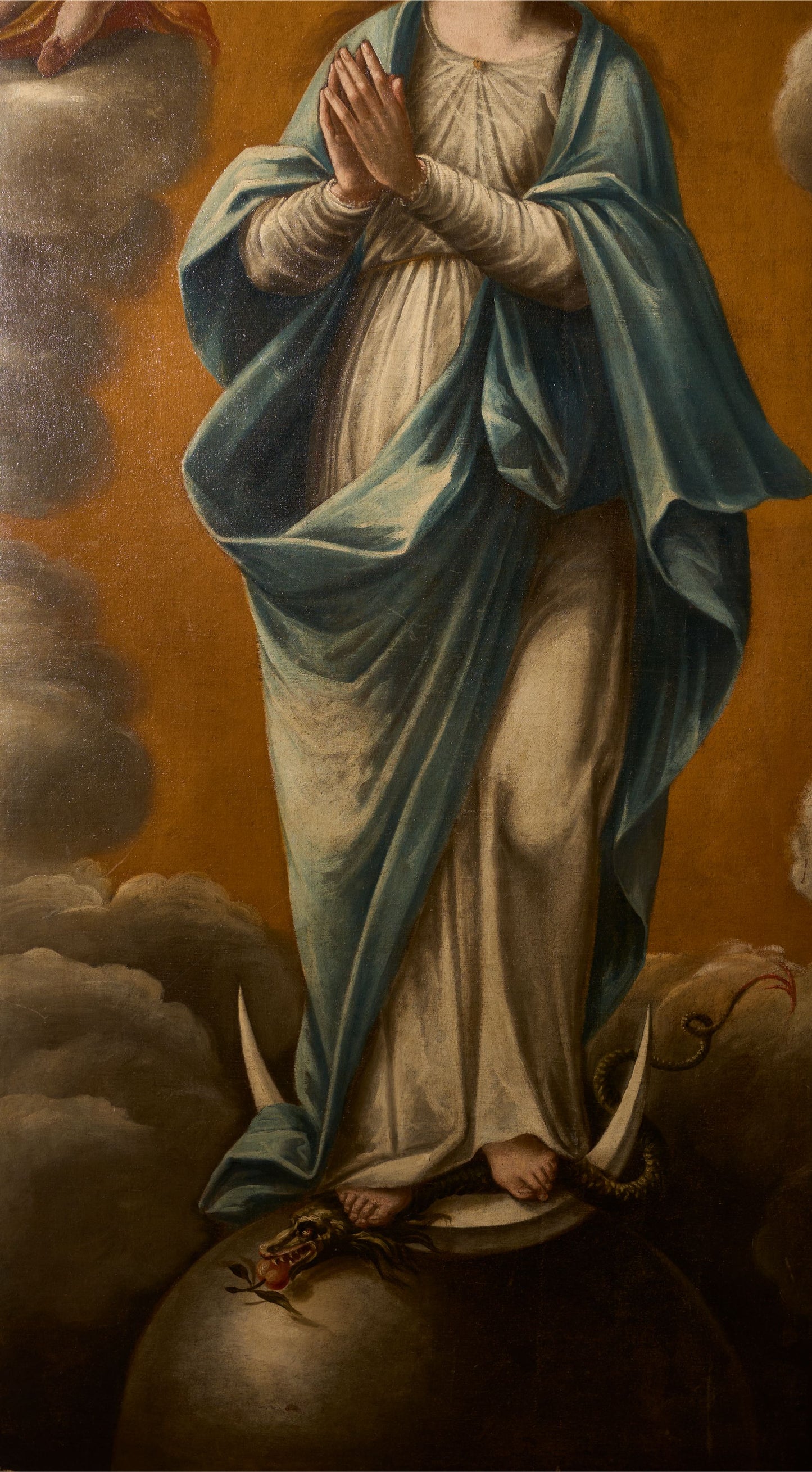 Very large 17th Century oil on canvas painting of the 'Immaculate conception' - TallBoy Interiors