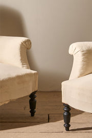 Pair of Napoleon III High backed plain armchairs - TallBoy Interiors
