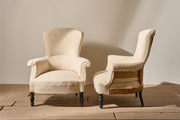 Pair of Napoleon III High backed plain armchairs - TallBoy Interiors