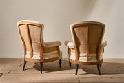 Pair of Napoleon III High backed plain armchairs - TallBoy Interiors