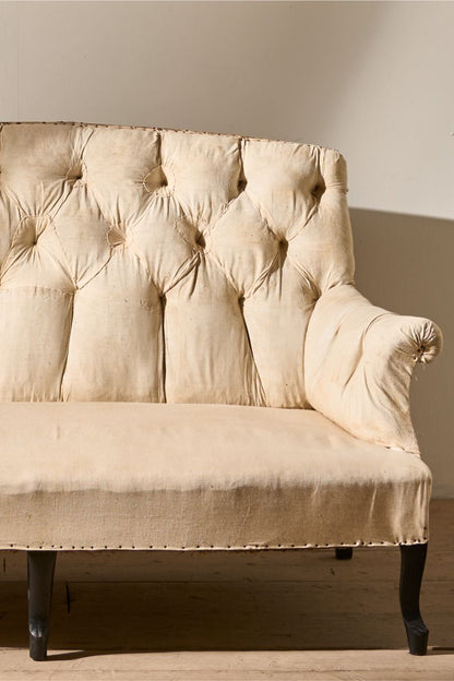 Napoleon III buttoned high back small sofa - TallBoy Interiors