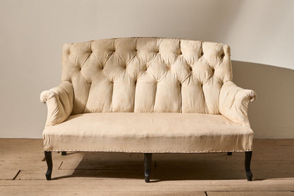 Napoleon III buttoned high back small sofa - TallBoy Interiors