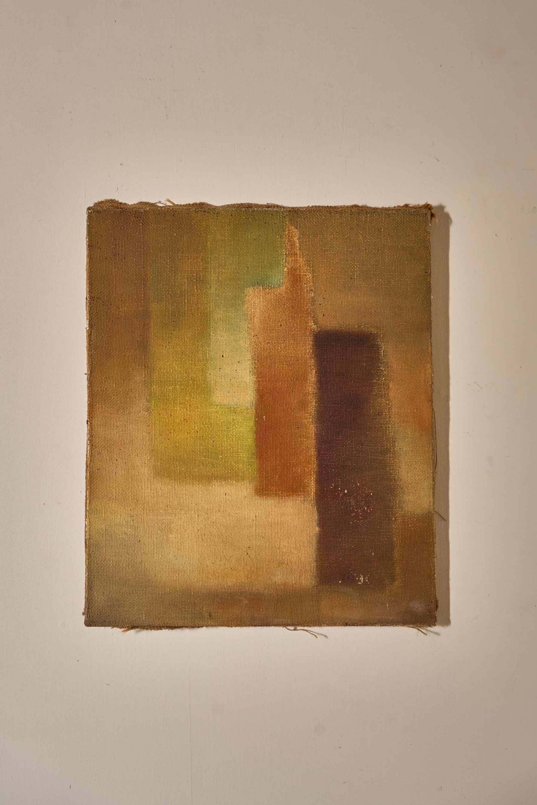 Mid 20th century oil on canvas abstract painting - Green - TallBoy Interiors