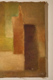Mid 20th century oil on canvas abstract painting - Green - TallBoy Interiors