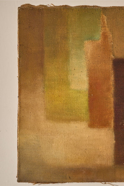 Mid 20th century oil on canvas abstract painting - Green