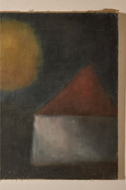 Mid 20th century oil on canvas abstract painting - Dark landscape - TallBoy Interiors
