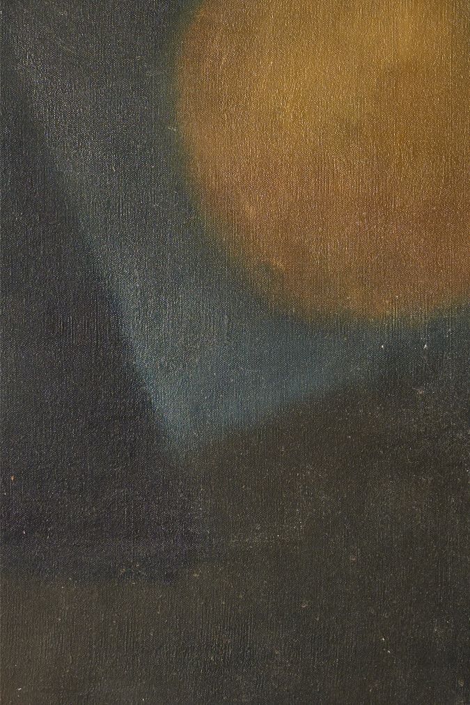 Mid 20th century oil on canvas abstract painting - Dark landscape