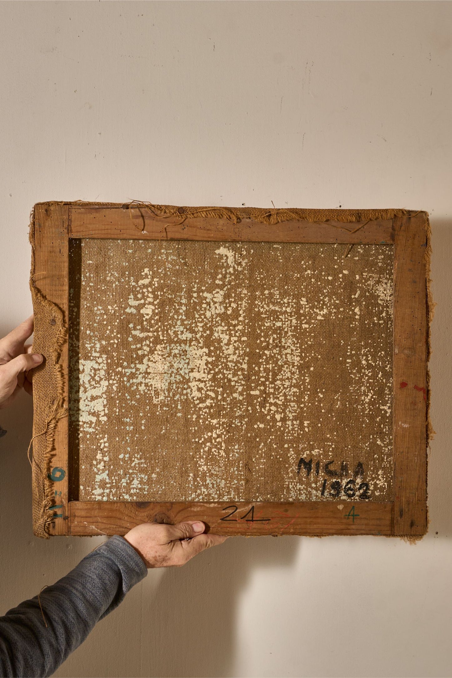 Mid 20th Century oil on canvas abstract painting - Red