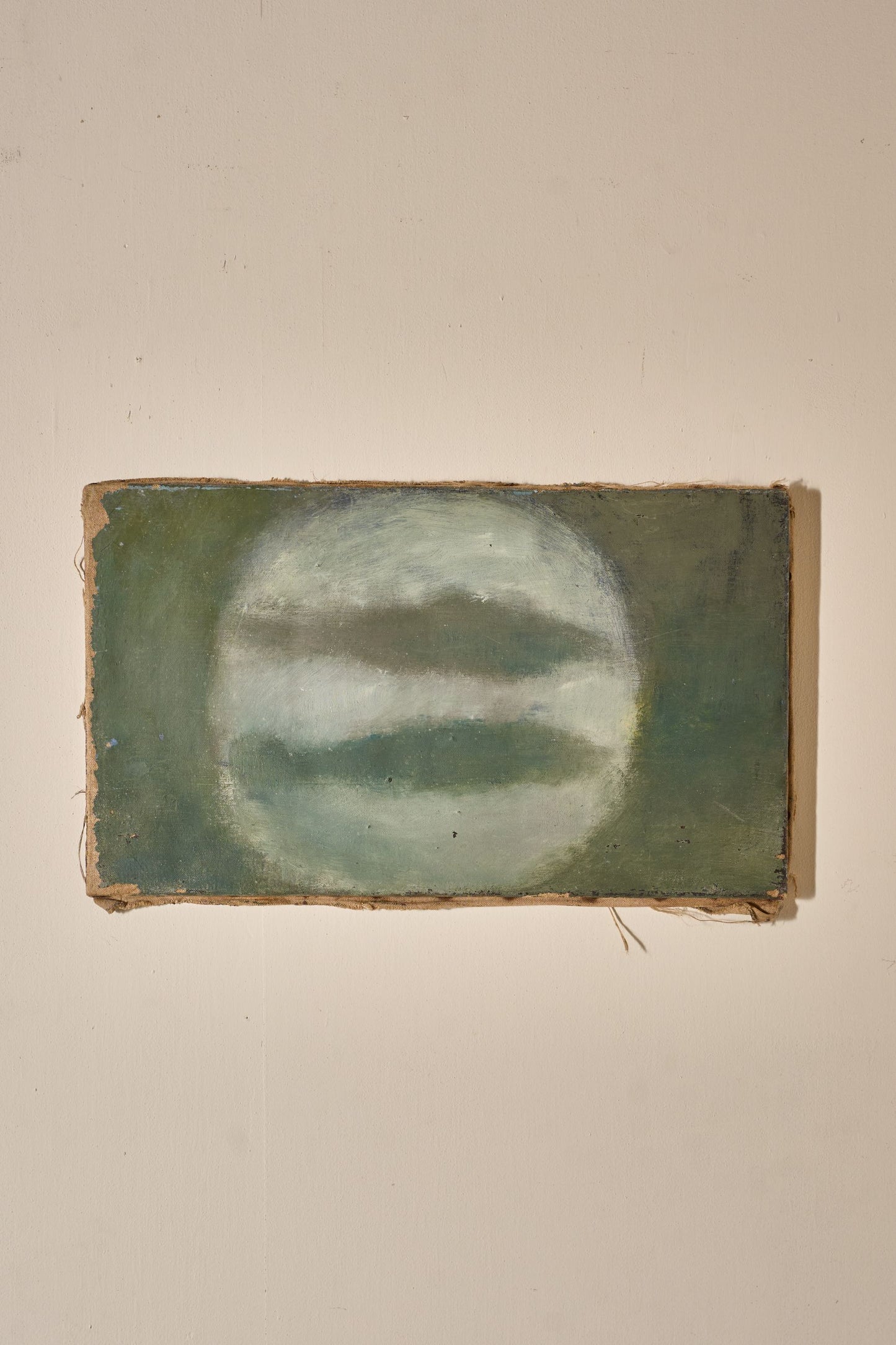 Mid 20th century oil on canvas abstract painting - Green fish