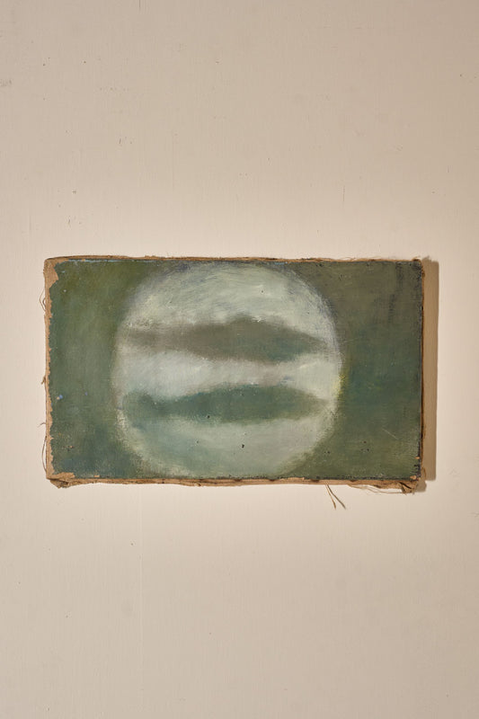 Mid 20th century oil on canvas abstract painting - Green fish