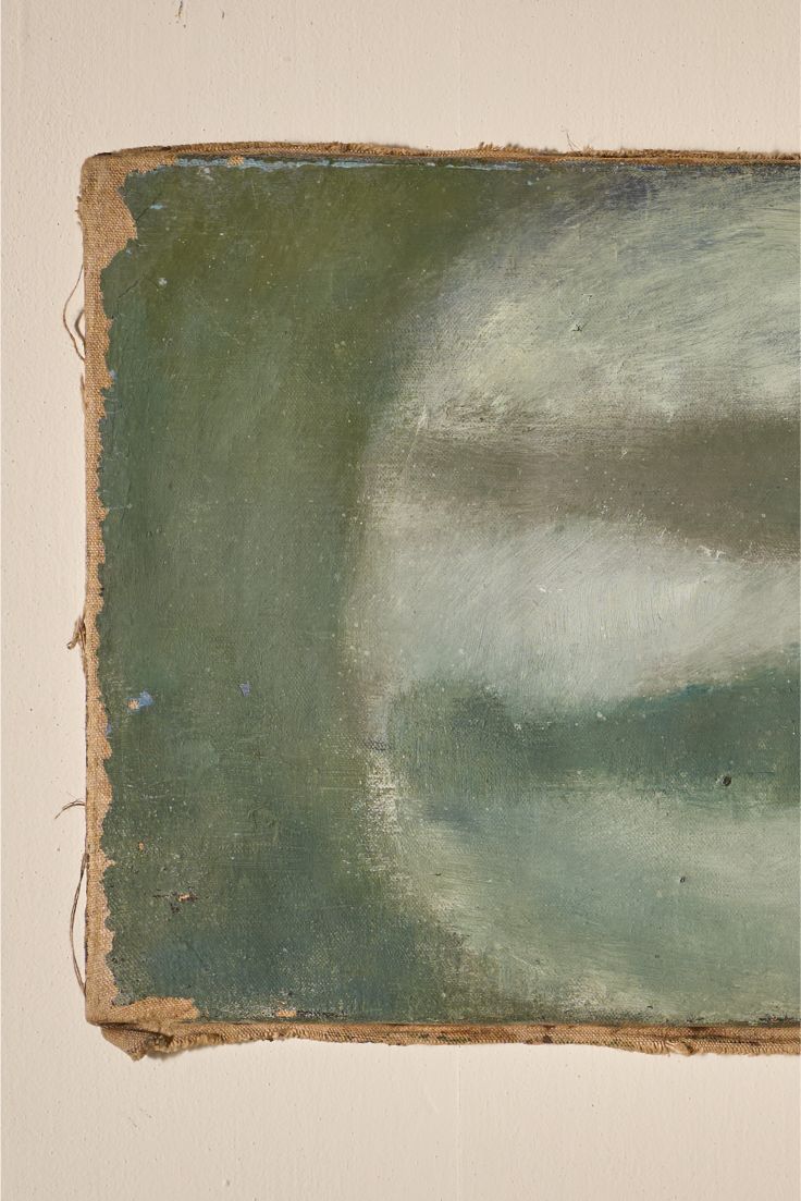 Mid 20th century oil on canvas abstract painting - Green fish