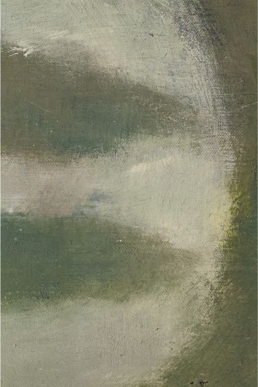 Mid 20th century oil on canvas abstract painting - Green fish