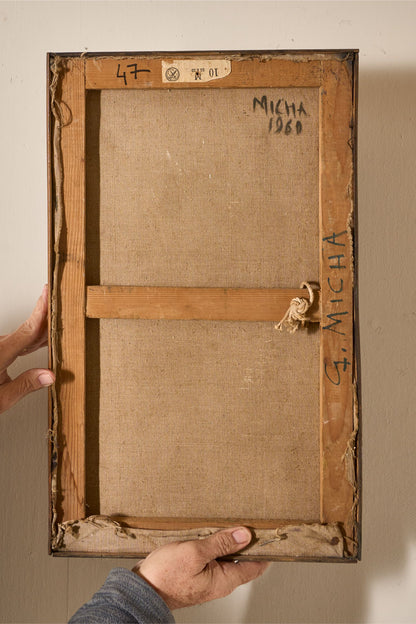 Mid 20th century oil on canvas abstract painting - Purple