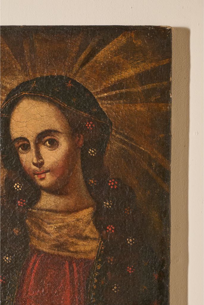 Small 17th Century Oil on canvas of Mary