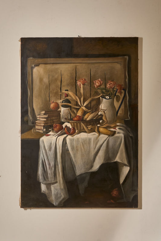 Very large mid 20th century Oil on canvas still life painting
