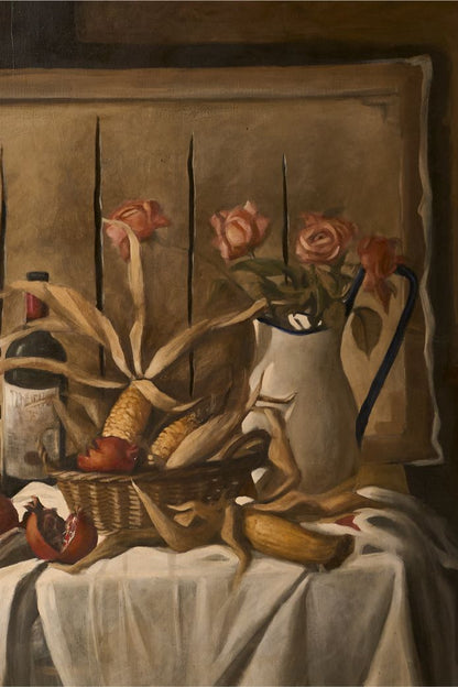 Very large mid 20th century Oil on canvas still life painting