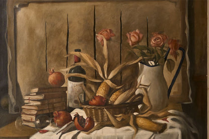 Very large mid 20th century Oil on canvas still life painting