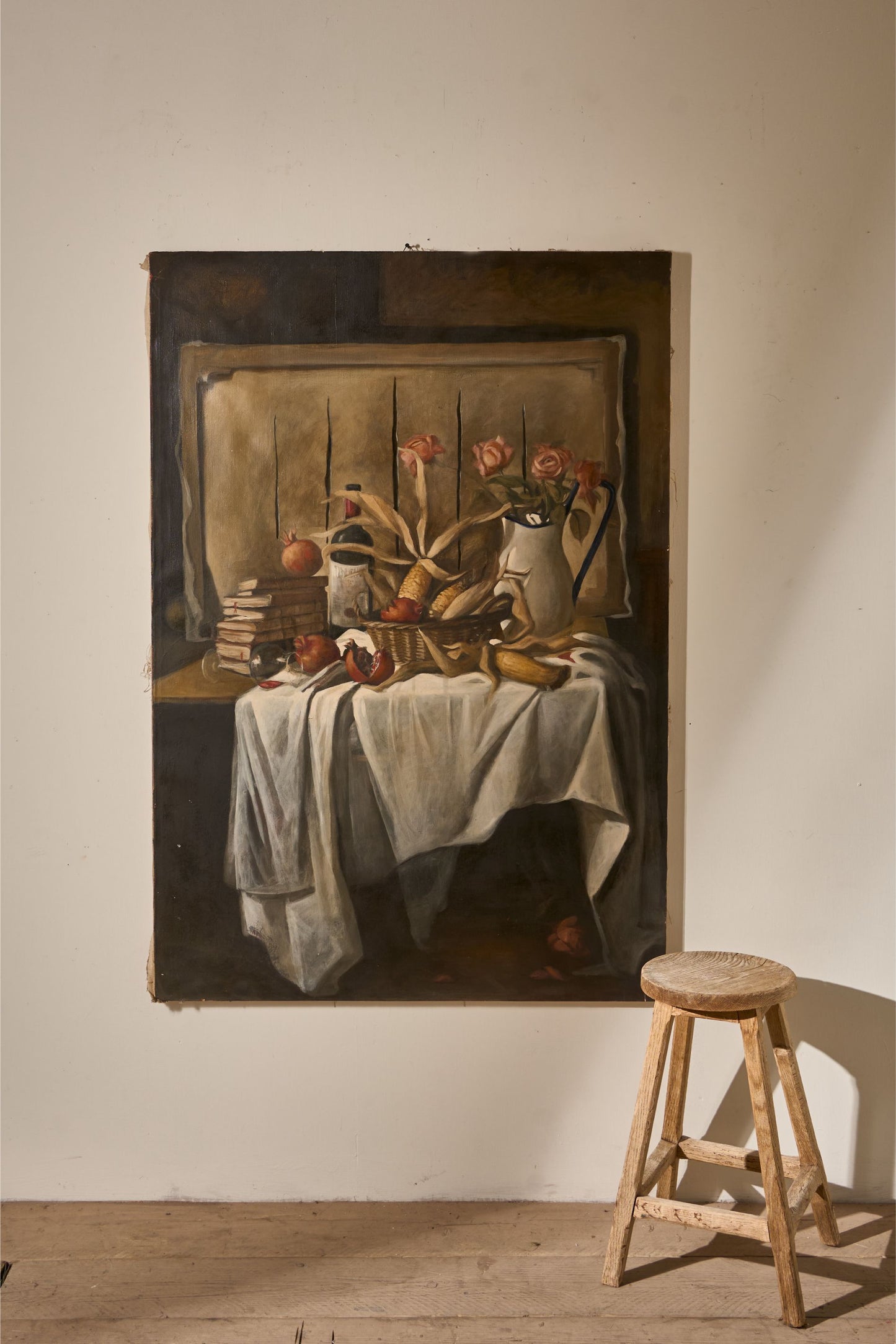 Very large mid 20th century Oil on canvas still life painting