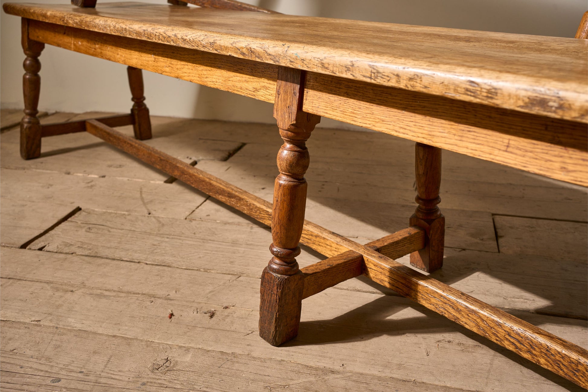 Pair of 19th Century English oak benches - TallBoy Interiors