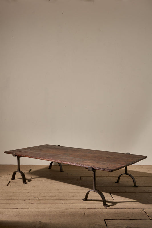 Large 18th century trestle coffee table