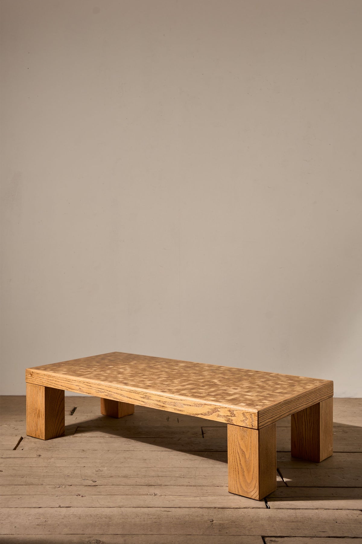 Mid 20th century parquetry oak coffee table - TallBoy Interiors
