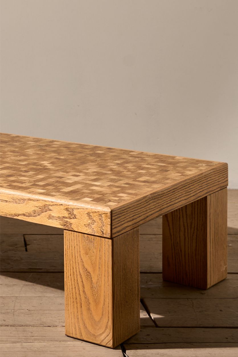 Mid 20th century parquetry oak coffee table - TallBoy Interiors