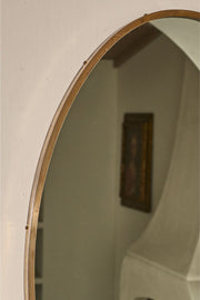 Mid 20th century Italian brass edged oval wall mirror - TallBoy Interiors