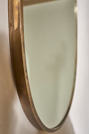 Mid 20th century Italian brass edged oval wall mirror - TallBoy Interiors