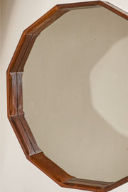 XL Mid 20th teak dodecahedron wall mirror by Dino Cavalli - TallBoy Interiors