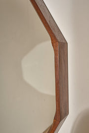 XL Mid 20th teak dodecahedron wall mirror by Dino Cavalli - TallBoy Interiors