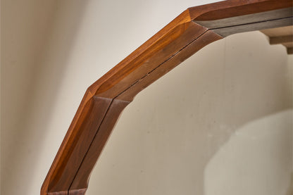 XL Mid 20th teak dodecahedron wall mirror by Dino Cavalli - TallBoy Interiors