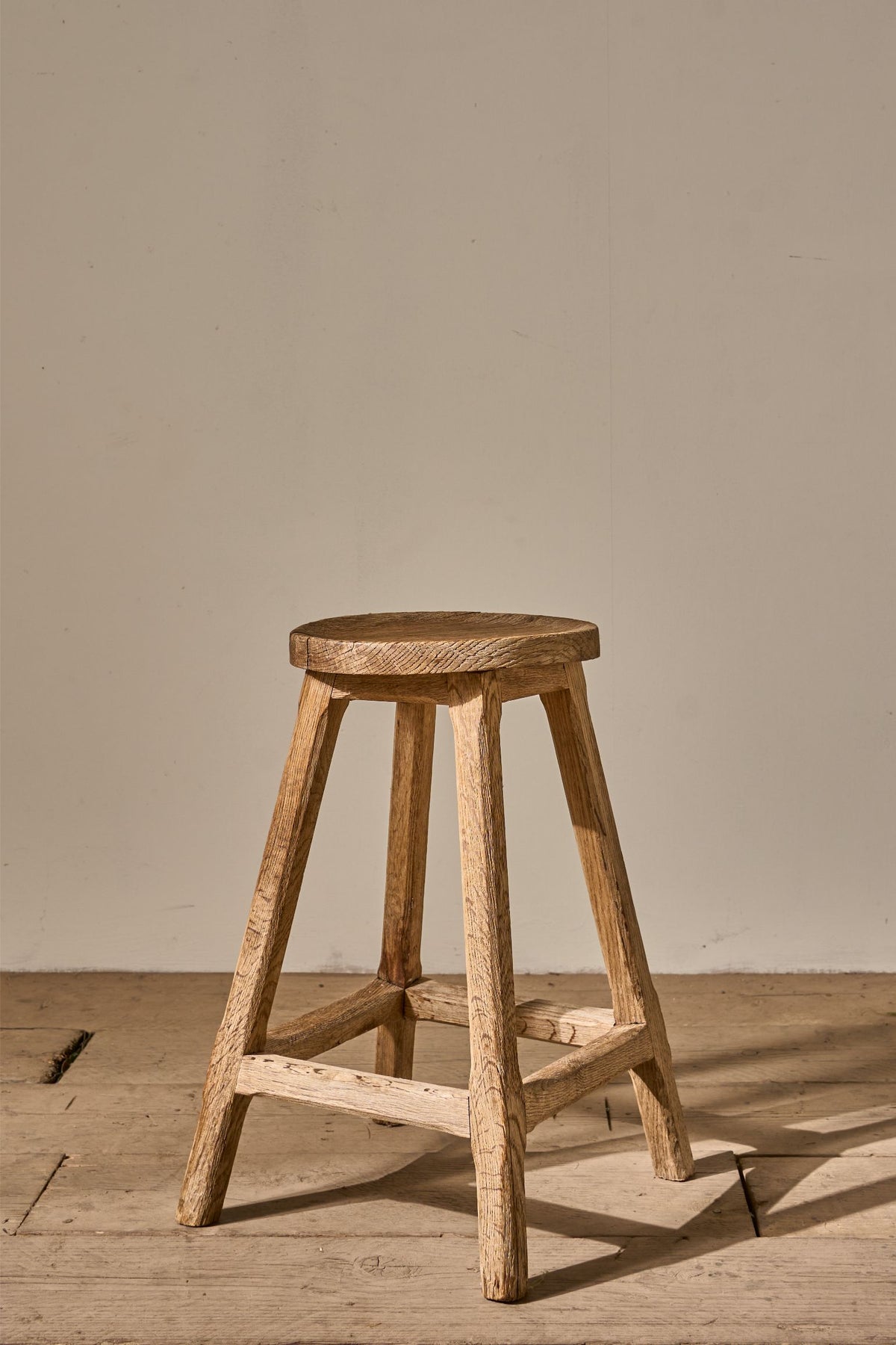 c.1900 dry oak stool side table - TallBoy Interiors