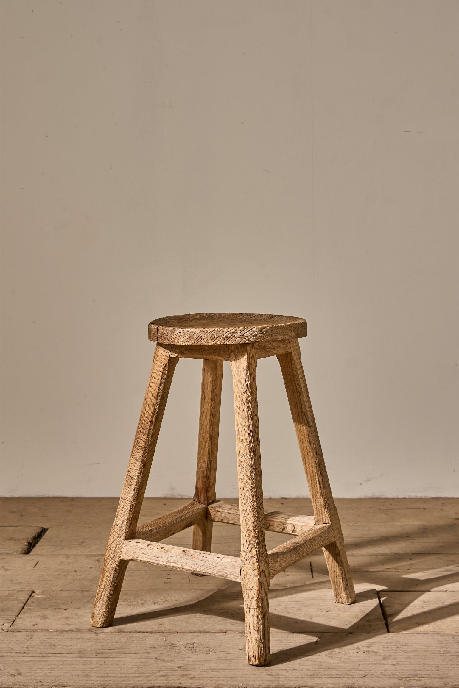 c.1900 dry oak stool side table - TallBoy Interiors