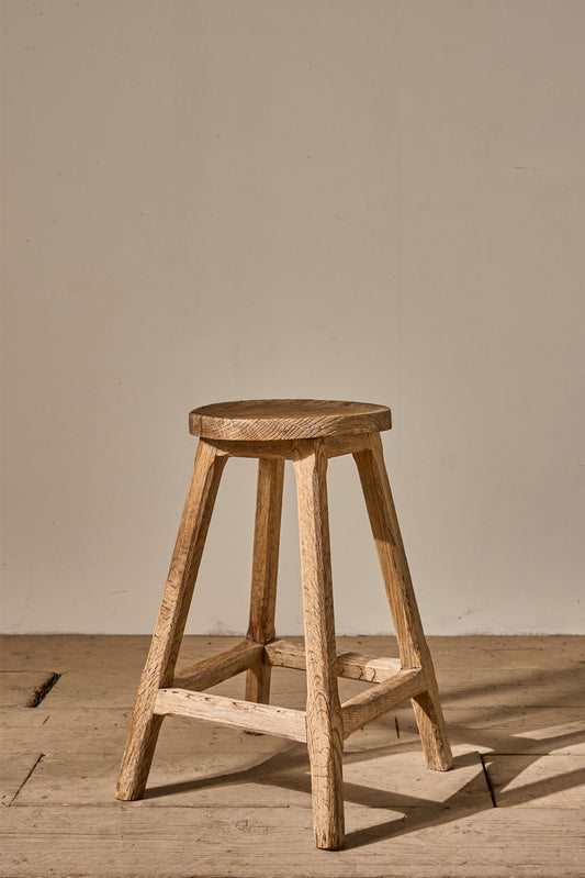 c.1900 dry oak stool side table