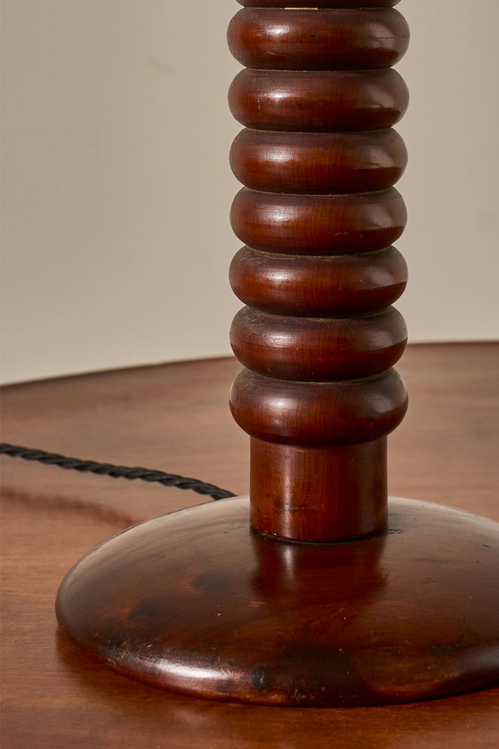 Mid 20th century solid Cherrywood table lamp - TallBoy Interiors