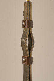 Mid 20th century iron and leather table lamp by Jean Pierre Ryckaert - TallBoy Interiors