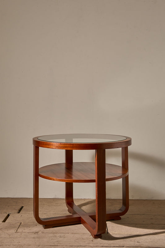Art Deco teak and glass two tiered coffee table