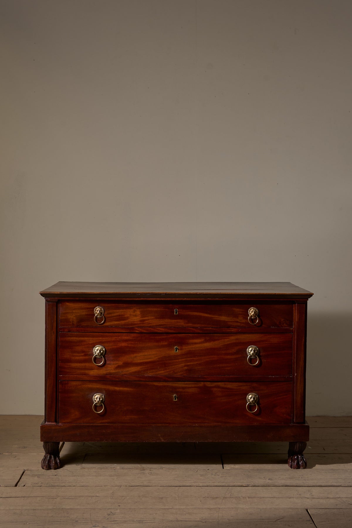 19th Century Mahogany paw footed chest of drawers - TallBoy Interiors
