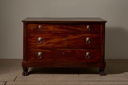 19th Century Mahogany paw footed chest of drawers