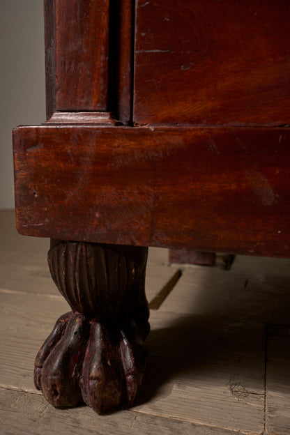 19th Century Mahogany paw footed chest of drawers