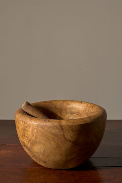 20th Century Olive wood Pestle and Mortar