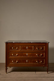 19th Century Mahogany and grey marble French chest of drawers - TallBoy Interiors