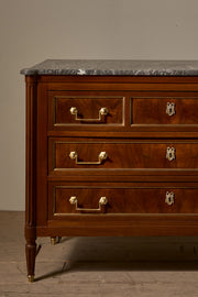 19th Century Mahogany and grey marble French chest of drawers - TallBoy Interiors