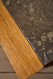 Mid 20th century Oak and fossil stone coffee table - TallBoy Interiors