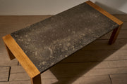 Mid 20th century Oak and fossil stone coffee table - TallBoy Interiors