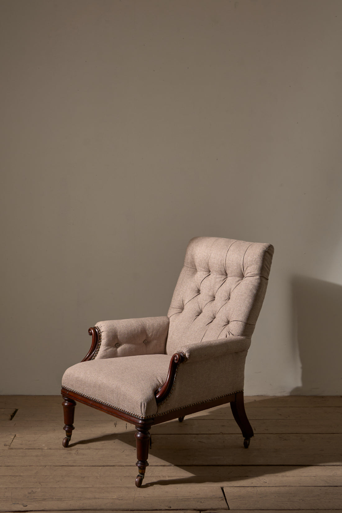 William IV English country house armchair with mahogany show wood frame - TallBoy Interiors